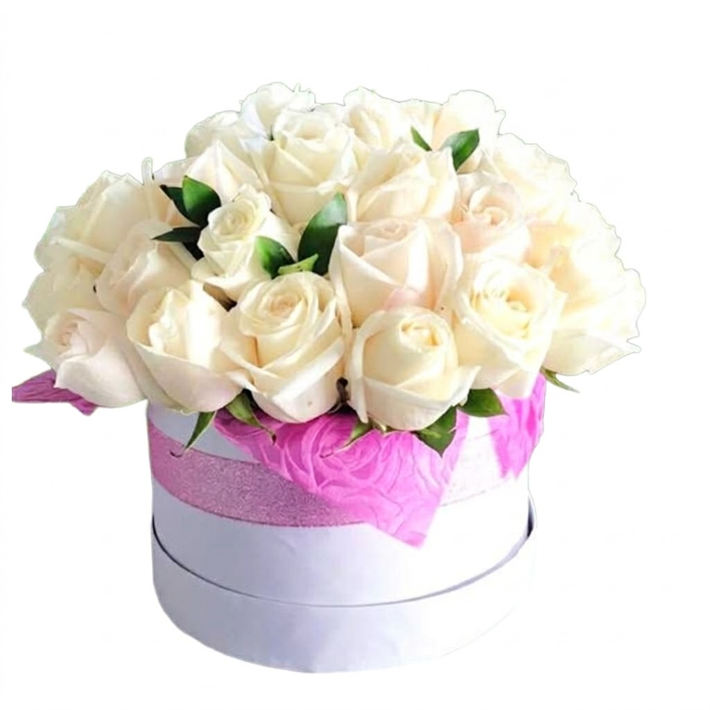 Ofrenda floral con 50 rosas blancas en  caja , Guayaquil vista 1