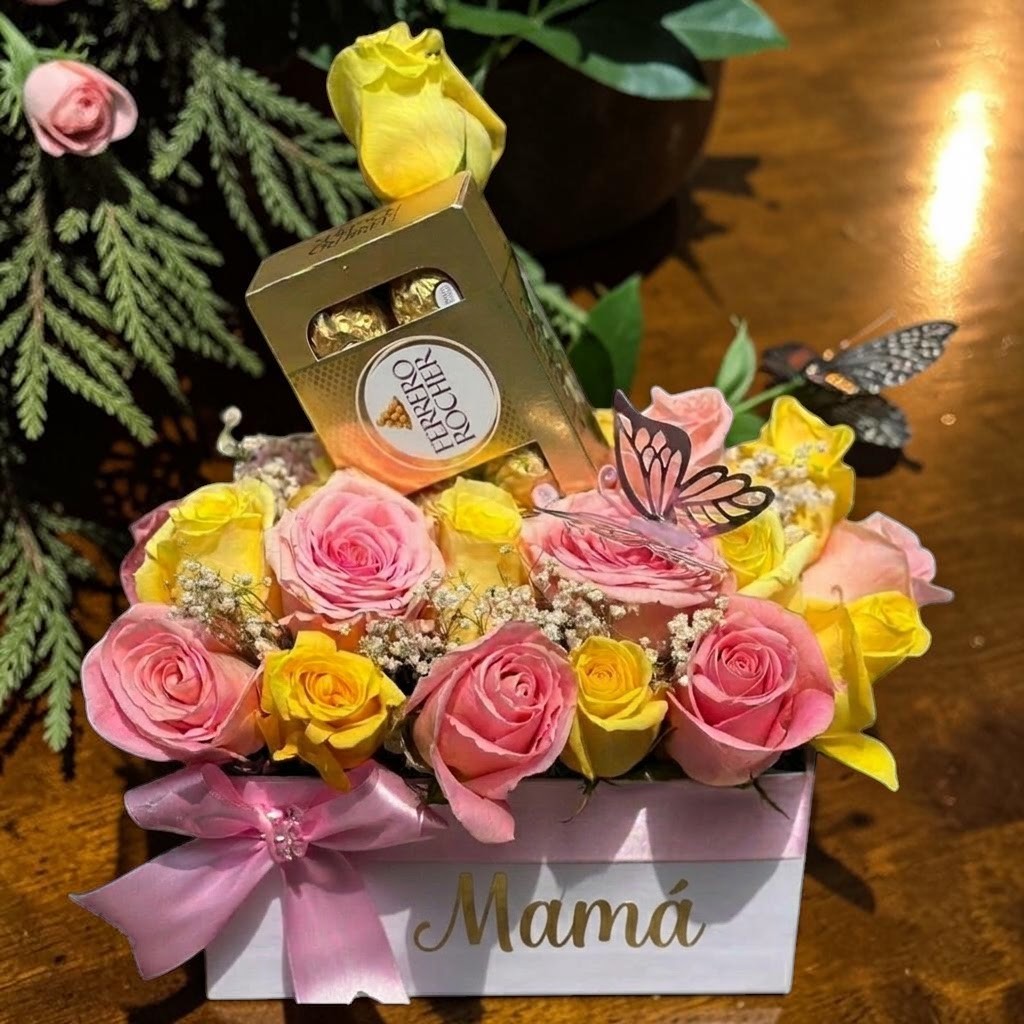 Ramo de flores con chocolate por el día de la madre en Guayaquil vista 1